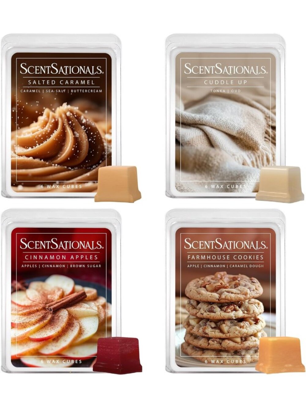 Cozy Fall Wax Melts 4pk – Long Lasting Strong Scents for Warmers, 10oz (24